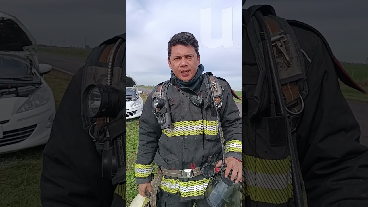 Principio de incendio en un automóvil sobre la Ruta 6