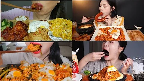 ASMR SPICY ENOKI MUSHROOMS, CUCUMBER PEPPER KIMCHI🥵🔥 EATING SOUNDS MUKBANG #asmr