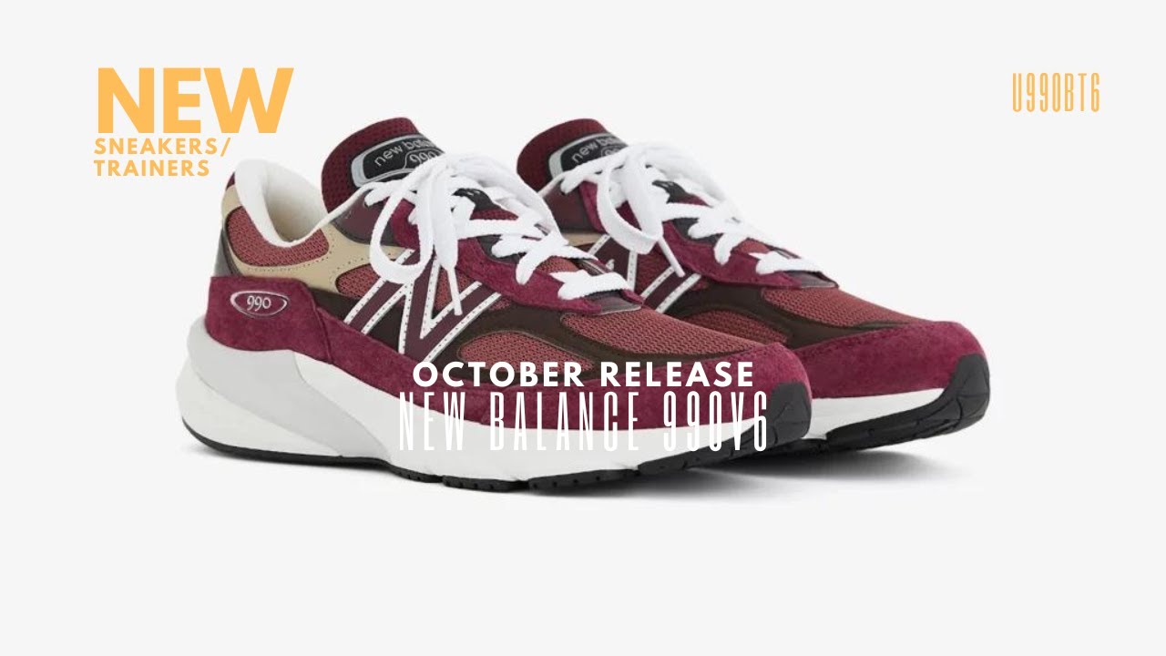 New Balance 990v Burgundy/White Men's Shoes/Trainers/Sneakers - U990BT6 ...