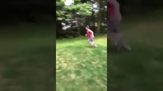 Kids collide into each other while holding exercise balls