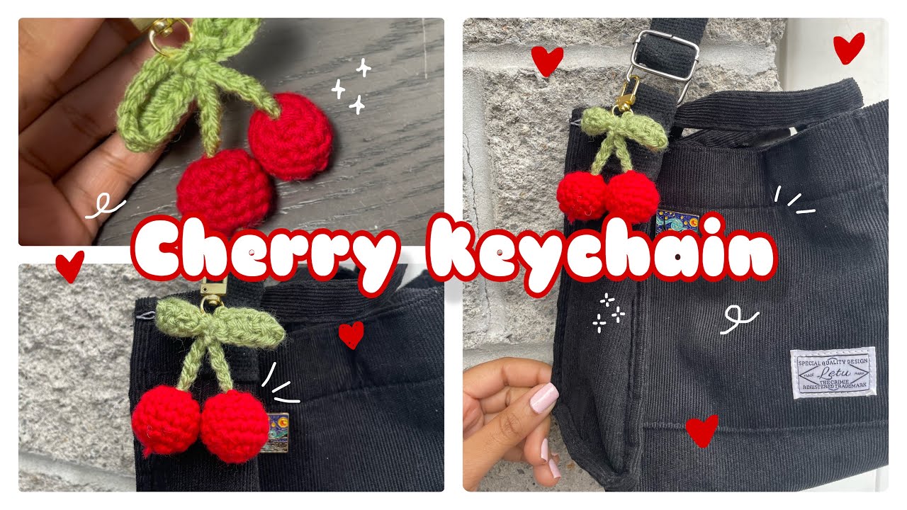 CROCHET CHERRY KEYCHAIN TUTORIAL 🍒🍒 #crochet #crochetpattern #tutorials ...