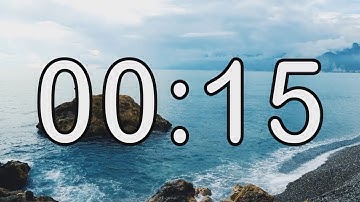 15 second timer with Calm and Soft Music and sea wave cinematic background