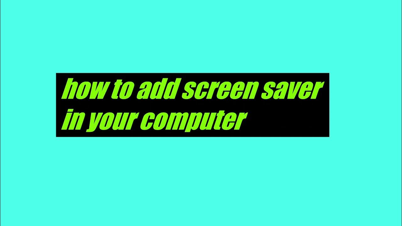 how to add screen saver in windows 10 pc YouTube