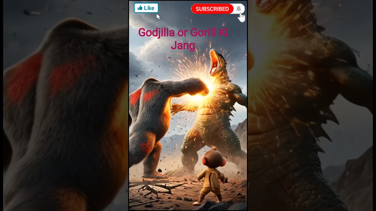 Bade Gorilla Ne Chotu Ko Godzilla Se Bachaya | Emotional Jungle Story 🦍🐵🔥