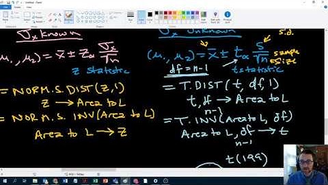 Confidence Intervals in Excel - sigma unknown (s and t)