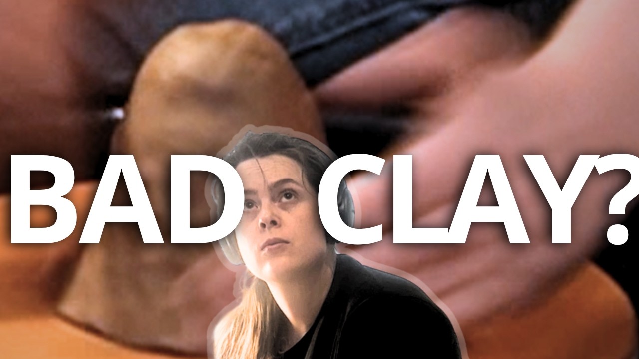 Video thumbnail of a potter looking up beside the words Bad Clay, over a close up of clay on the wheel