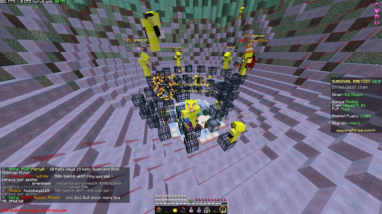 60 SPAWNER BİTEN CL DUEL AÇIK ALAN PVP CRAFTRİSE SURVİVAL AMETİST