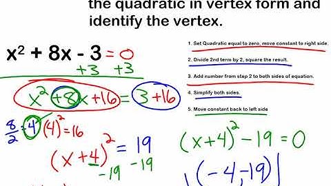 Algebra 1 Unit 7 Lesson 5 Complete the Square for Vertex