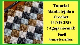 MANTA tejida a crochet TUNECINO (con aguja normal de crochet)