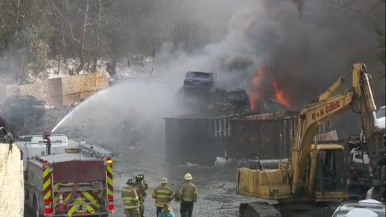 Web Extra: Crews on the scene of an auto scrap yard fire in Waterbury ...