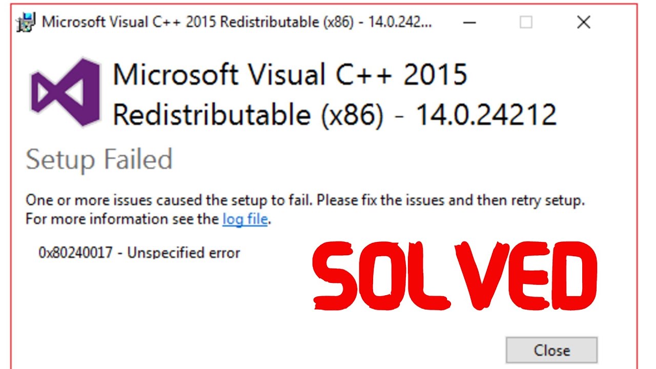 How To Fix Microsoft Visual C 15 Redistributable Setup Failed Error 0x Youtube