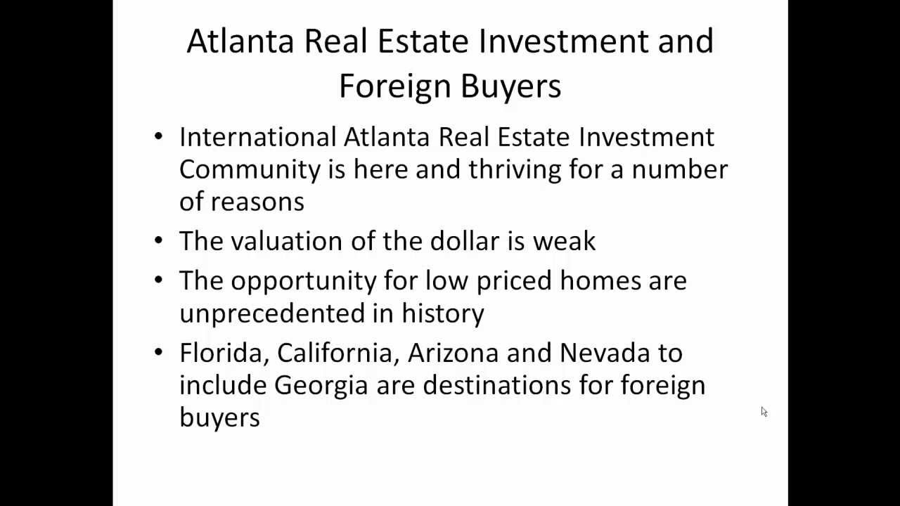 Atlanta Real Estate Investment and Foreign Buyers YouTube