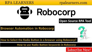 How to Select the Radio Button in a browser using Robocorp | Radio Button keywords in Robocorp