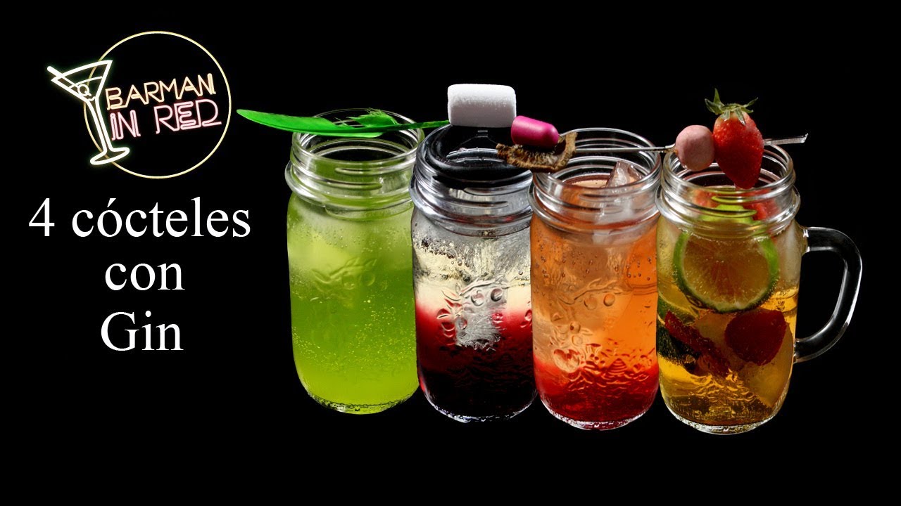 4 cocteles con gin - Barman in Red