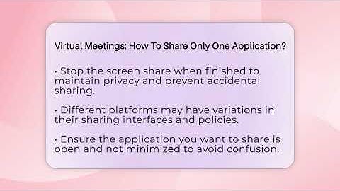 Virtual Meetings: How To Share Only One Application? - Virtual Communication Hub