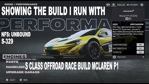 NFS UNBOUND OFF-ROAD BUILD MCLAREN P1 GTR - S CLASS