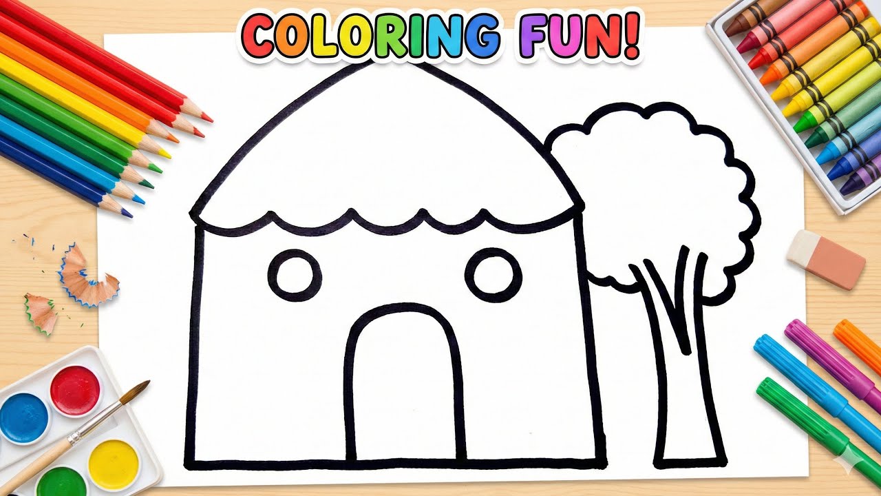 How to draw  House | Easy for Kid’s | Easy Drawing and Colouring | Drawing for Kid’s | 