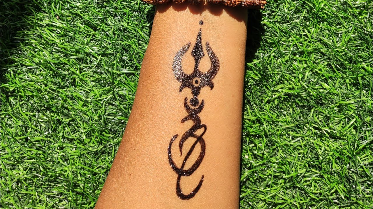 How to make tattoo at home | Trishul sketch with gel pen | Shiva tattoo | Om drawing on hand 