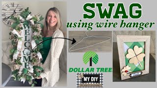 WELCOME SWAG WREATH USING WIRE HANGER | ST. PATRICK'S DAY WREATH | DOLLAR TREE DIY | HUGE WREATH!!