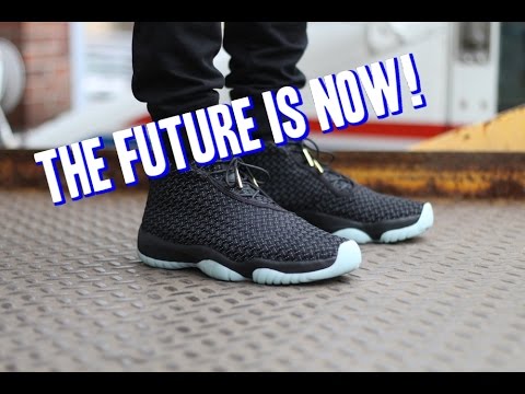 jordan future black on feet