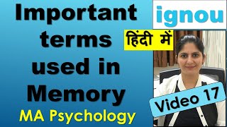 Explicit Implicit Semantic Episodic Neuro imaging amnesia leison Cognitive Psychology Hindi MA ignou