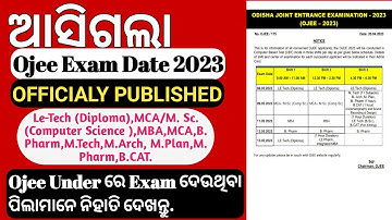 Ojee Exam Date 2023 Officially Published || Full Informative Video About Ojee Exam Date 2023 ||
