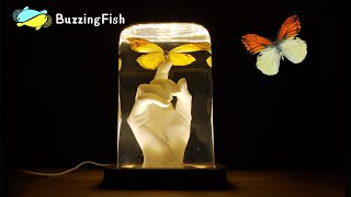 🦋Сделать ночной светильник Butterfly со смолой и светодиодом | Смола арт