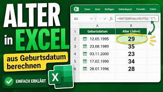 Excel Alter berechnen aus Geburtsdatum – einfache Formel