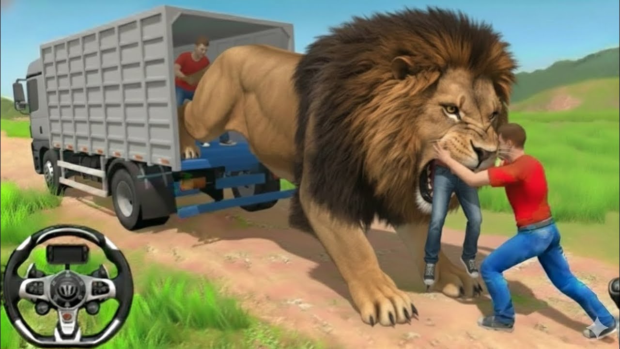 Cargo truck animal transport simulator 3D game offline lion kill man ...