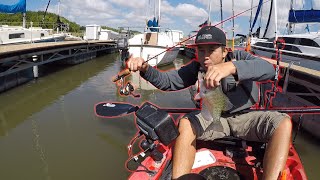 Crappie Fishing Boat Docks With an Ice Rod