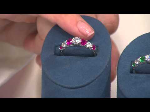 Diamonique and Simulated Gemstone 7-Stone Band Ring, Sterling with Amy Stran