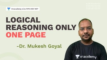 Logical Reasoning only in One Page By Dr Mukesh Goyal | NTA UGC NET | Unacademy Live