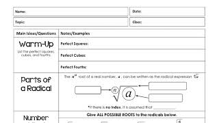 6-1 Roots & Radicals Notes