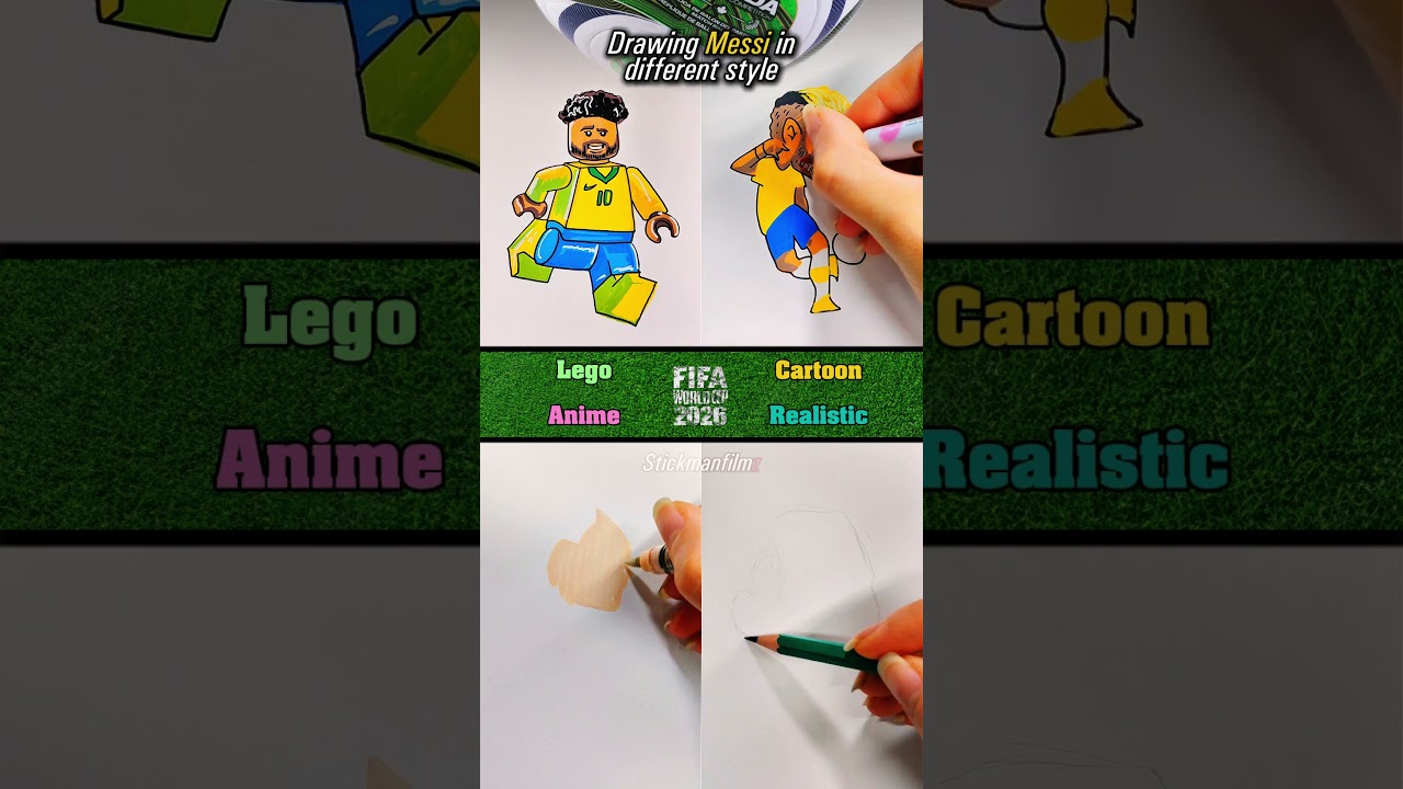 Drawing Neymar in different Styles | FIFA World Cup 2026 #shorts #art #drawing