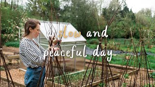 Making Willow Raspberry Trellises | Spicy Bean Burgers Recipe | Slow Life Vlog