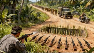 Japanese storm the jungle, unaware of the traps set everywhere, leaving them trembling with fear.