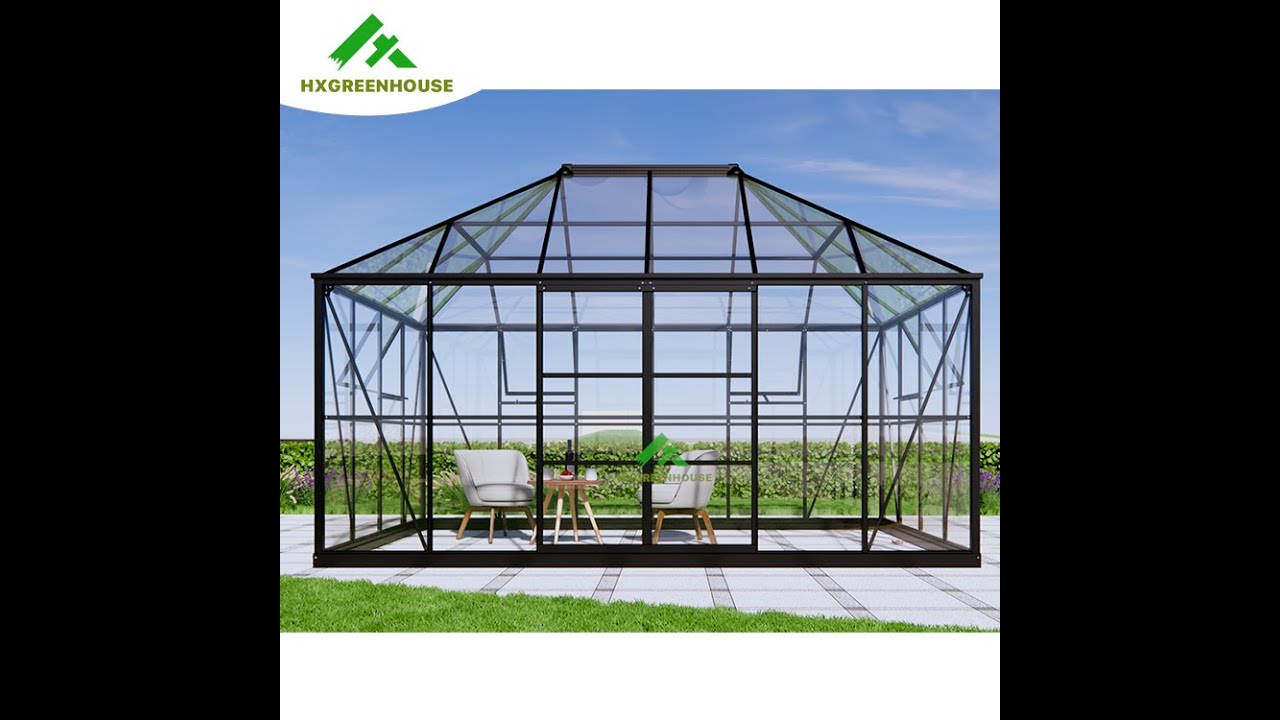 超强玻璃温室16X12FT HX98148,Square gazebo glasshouse