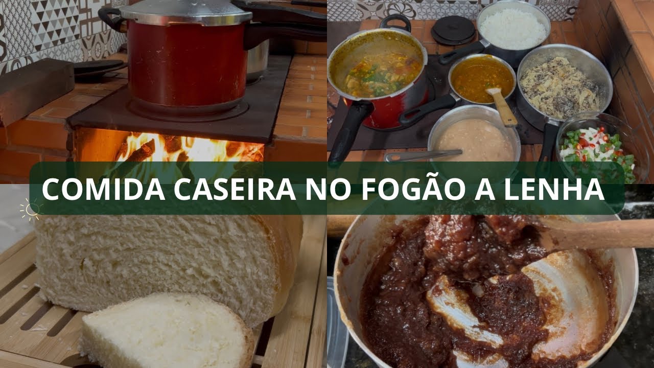 O Sabor da Roça: Almoço Completo Feito no Fogão a Lenha! Fiz Mocotó, Pão Caseiro e Bolo de Mandioca.