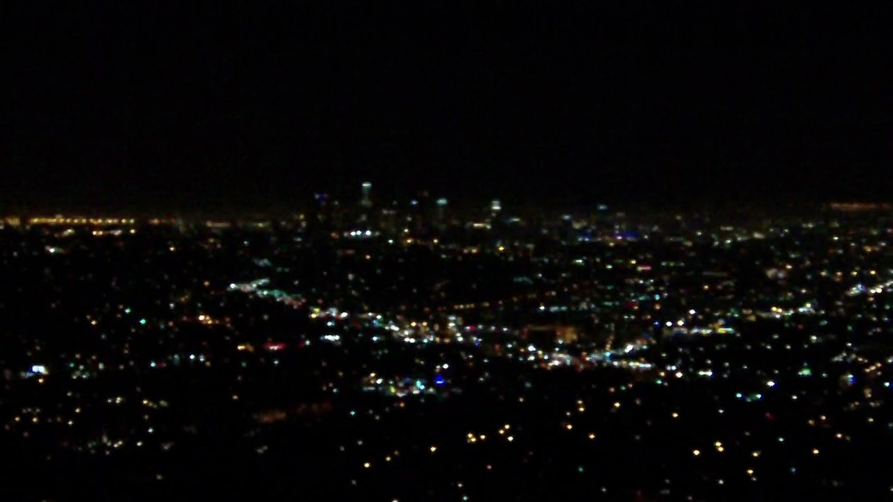 View from Griffith Observatory at night looking towards downtown L.A.