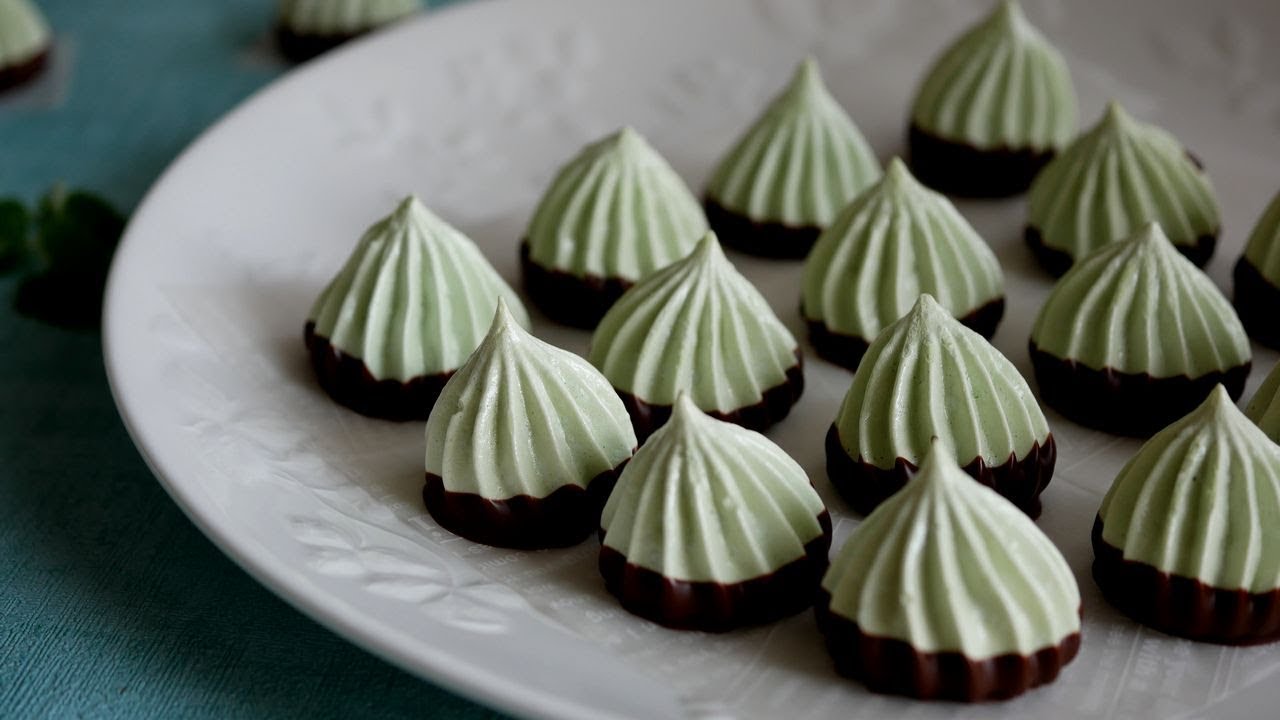 チョコミントメレンゲクッキー Mint Chocolate Meringues Cookies Youtube