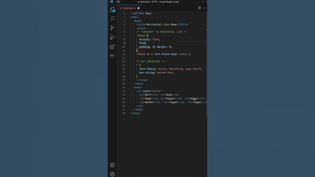 Horizontal List In Html Css - Youtube