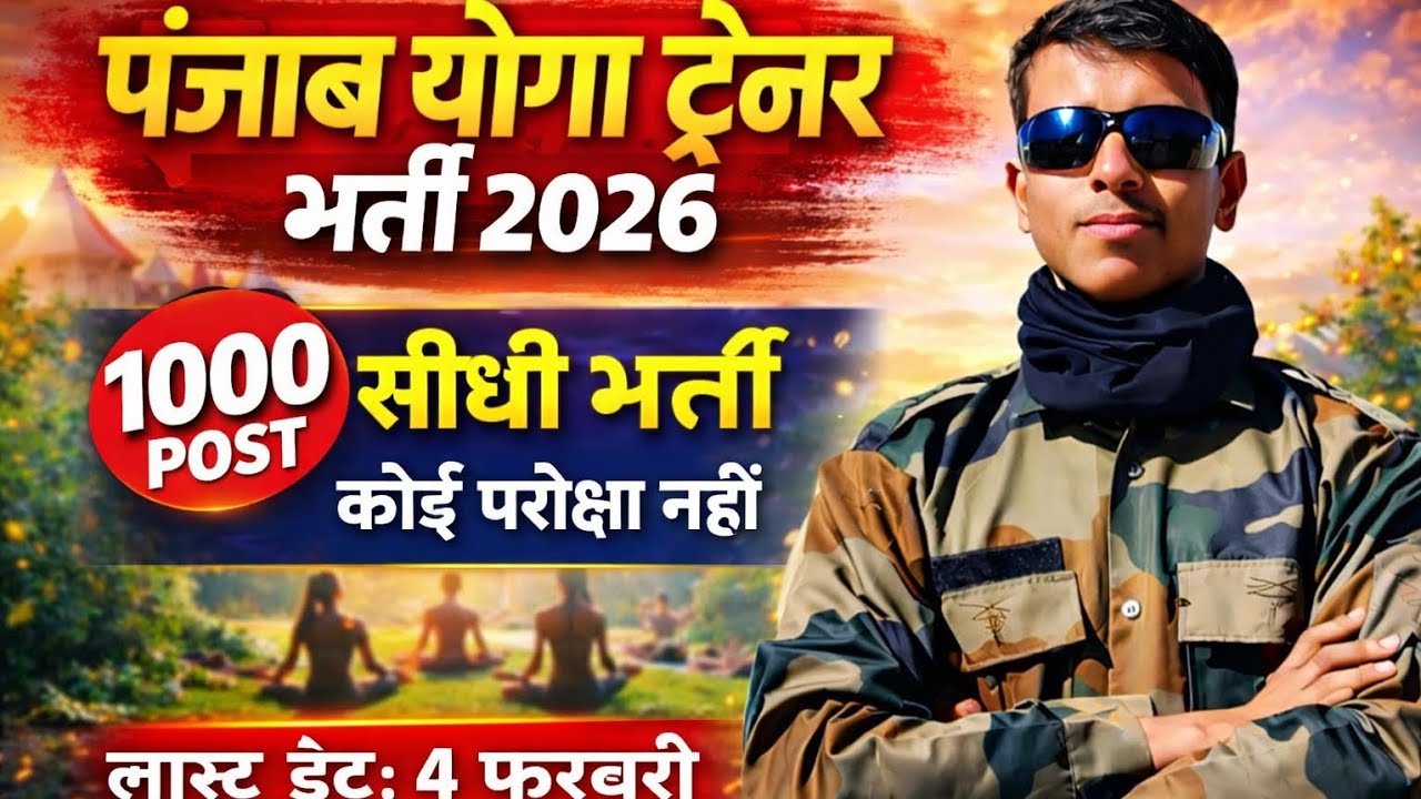 😲पंजाब योगा ट्रेनर भर्ती 2026 🚨 | Punjab Yoga Trainer Recruitment 2026 🔥 1000 Post | No Exam |🧘‍♂️📄