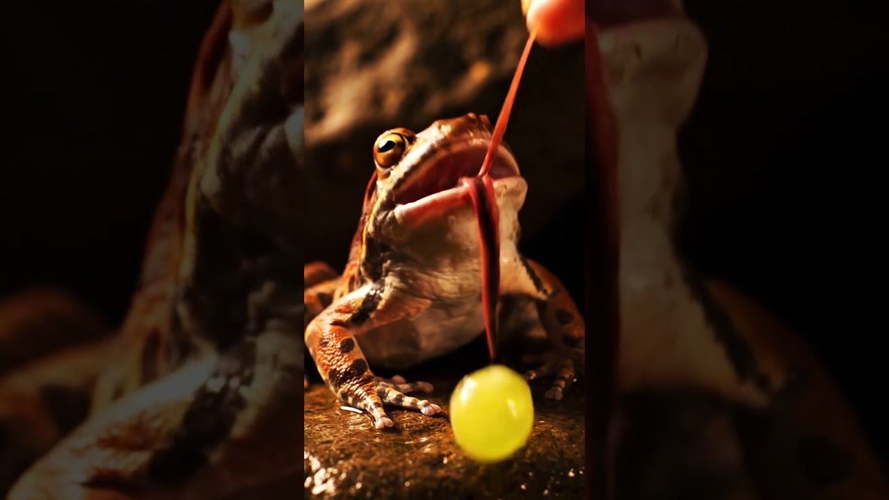 cute frog eat graps  