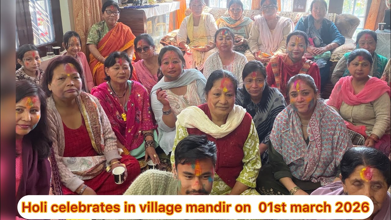 Holi celebrates in village mandir on 01st march 2026