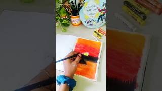 Simple Sunset Painting Idea for Beginners 🎨#sunset #painting #Artist