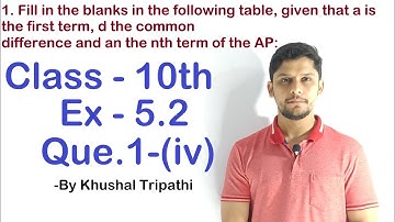 Q.1(iv) Fill in the blanks in the following table, given that a is the first term,d the common diff