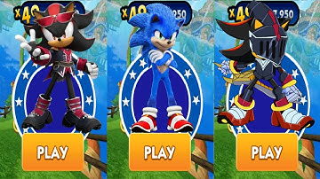 Sonic Dash - Sir Lancelot Shadow vs Movie Sonic vs Idol Shadow - All Characters Unlocked All Bosses