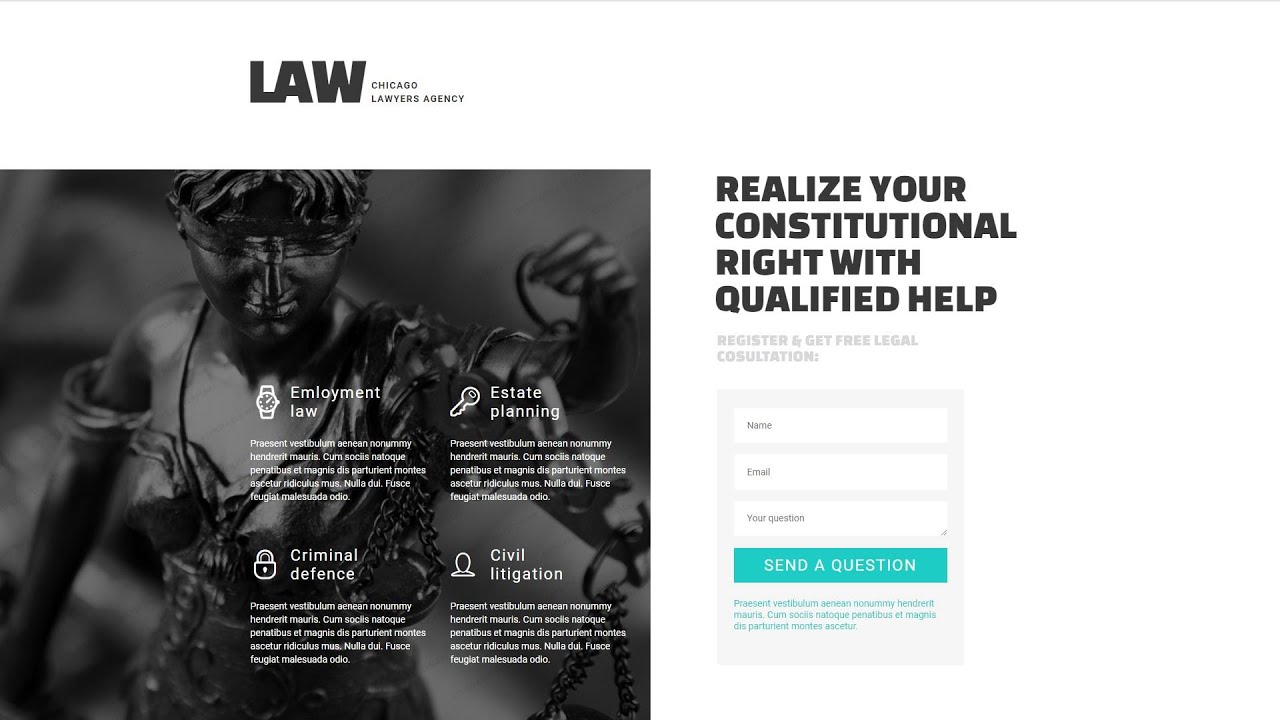 Law Firm Responsive Landing Page Template by RockThemes - 53359