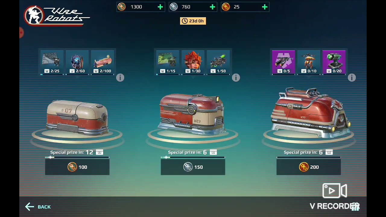 War Robots - 13 openings of Retro Treasures Event chests (100 coins) + SPECIAL prize