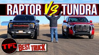 Эта первая в истории гонка Toyota Tundra против Ford Raptor просто эпопея — какой грузовик самый быстрый!?